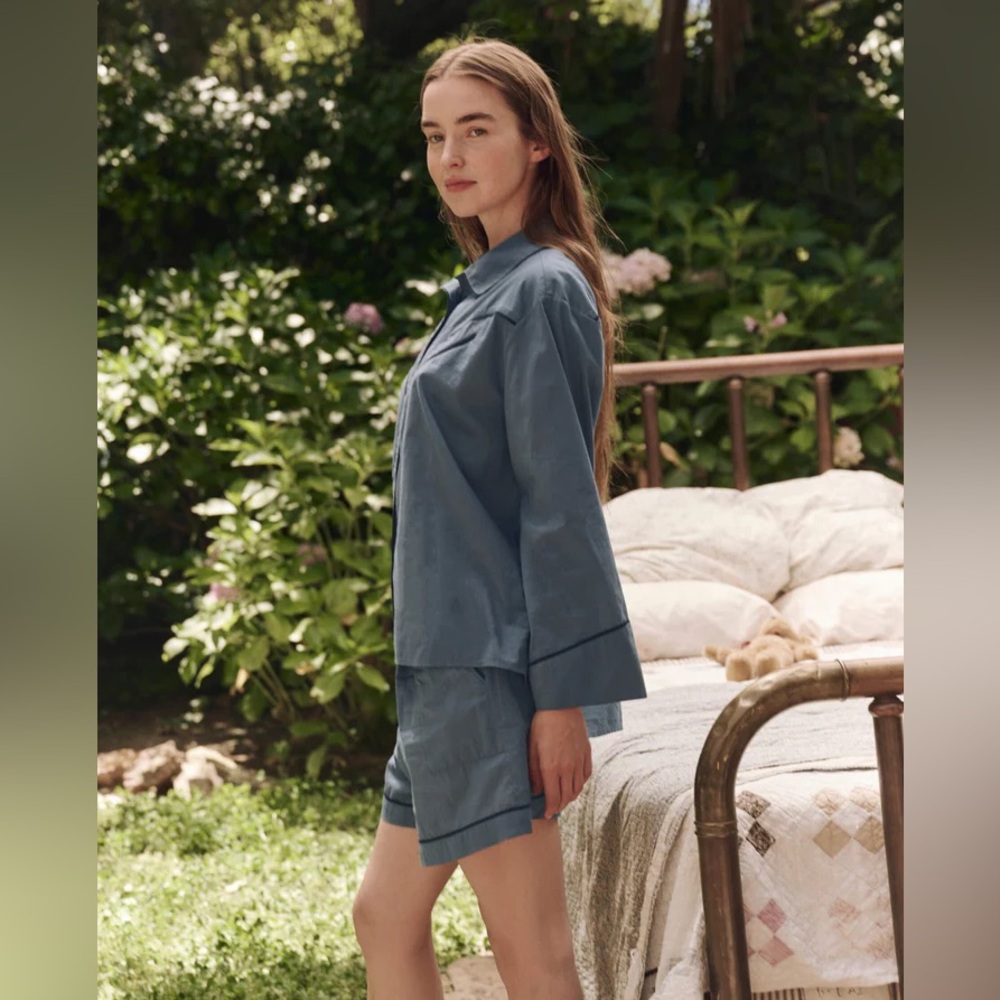 THE GREAT. Western Pajama Shirt Size 2 Anthropologie Pajama Top Medium - Picture 6 of 10